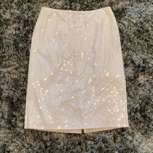White sequin Calkin Klein Pencil Skirt